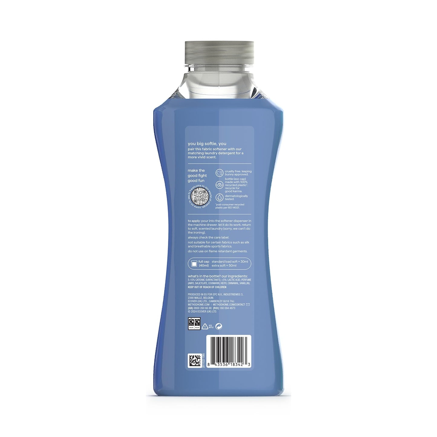 method Fabric Softener, Fabric Conditioner to Soften Your Clothes, With Fresh Berry Scent, 1x 33 Washes 1x 990ml
