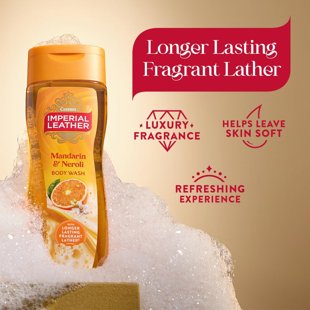 Imperial Leather Mandarin & Neroli Body Wash Shower Gel, Rich Creamy Lather & Long-lasting Luxury Fragrance, Vegan & Cruelty Free (6 x 235ml)