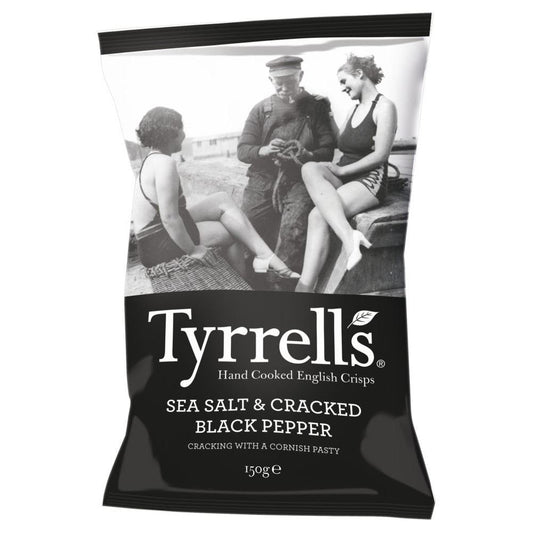 Tyrrells Hand Cooked English Crisps - Sea Salt & Black Pepper (150g)