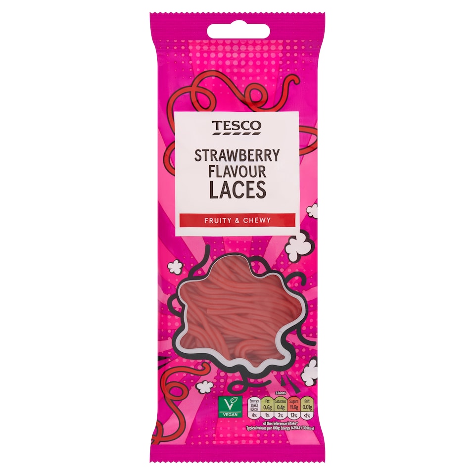 Tesco Strawberry Laces, 75g