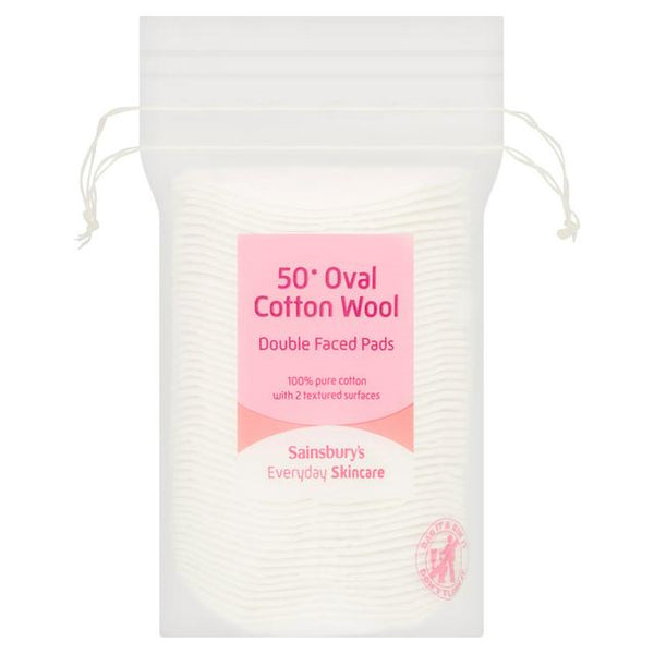 Sainsbury's 50 Double Faced Oval Cotton Wool Pads