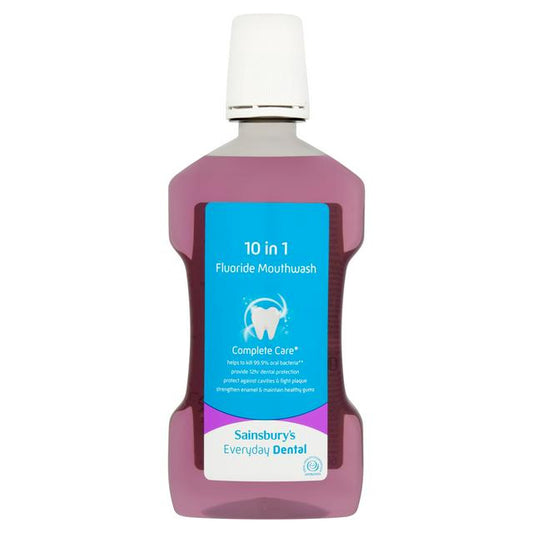Sainsbury's Everyday Dental 10 in 1 Fluoride Mouthwash 600ml