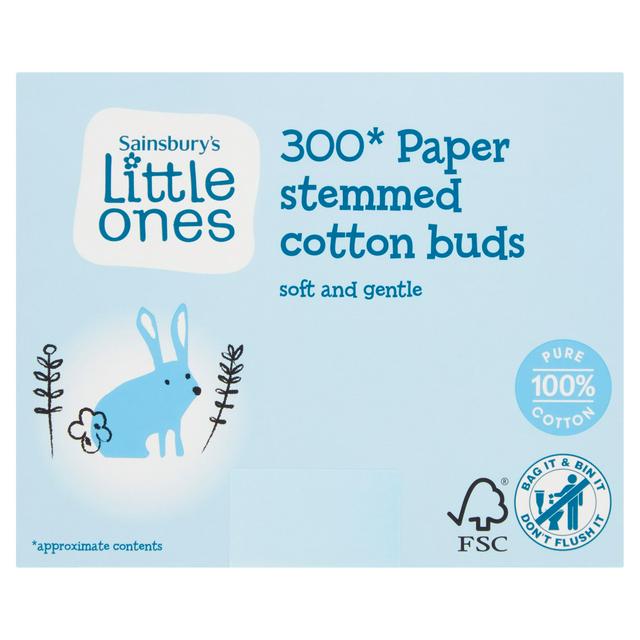 Sainsbury's Little Ones 300 Paper Stemmed Cotton Buds