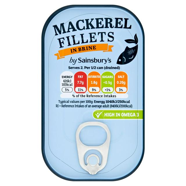 Sainsbury's Mackerel Fillets in Brine, 125g