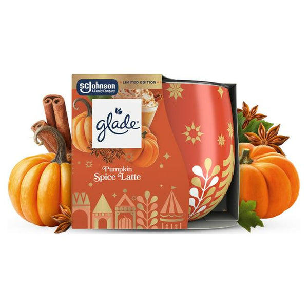 Glade Pumpkin Spice Latte Festive Scented Candle, Limited Edition 108g