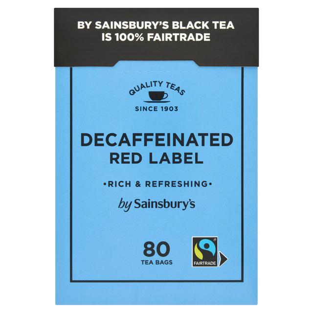 Sainsbury's 80 Decaf Red Label Fairtrade Tea Bags, 250g