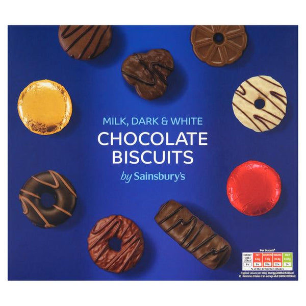 Sainsbury's Milk, Dark & White Chocolate Biscuits, 400g