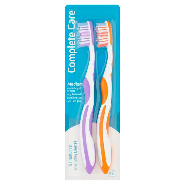 Sainsbury's 2 Complete Care Medium Toothbrushes