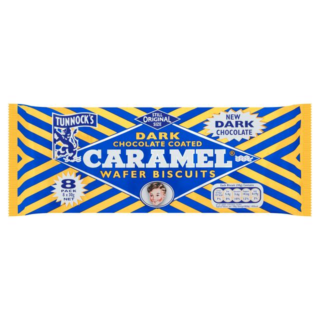 Tunnocks Dark Chocolate Caramel Wafers, 8x30g