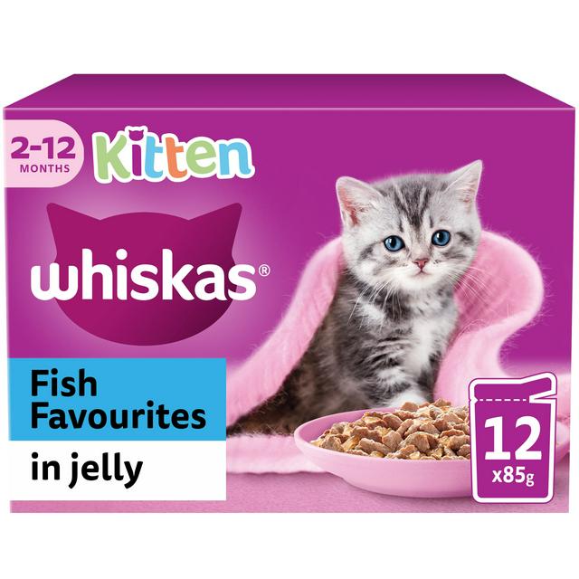 Whiskas Kitten Pouches Fish Favourites in Jelly, 12x85g