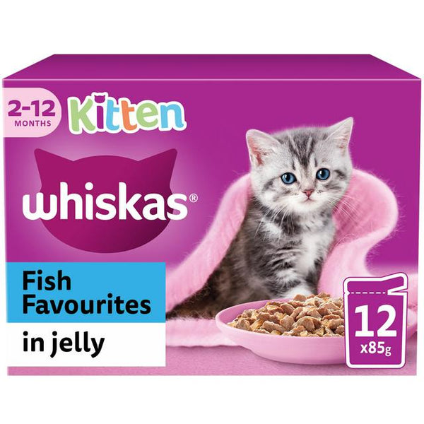 Whiskas Kitten Pouches Fish Favourites in Jelly, 12x85g