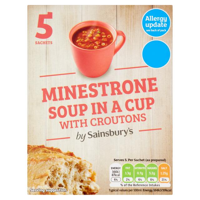 Sainsbury's Soup in a Cup Minestrone with Croutons, 5x23g