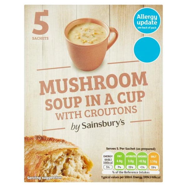 Sainsbury's Soup in a Cup Mushroom with Croutons, 5x23g