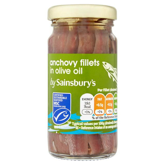 Sainsbury's Anchovy Fillets in Olive Oil 100g (60g Drained)