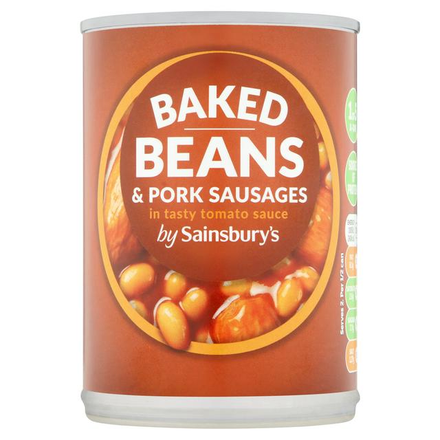 Sainsbury's Baked Beans In Tomato Sauce With Sausages, 400g
