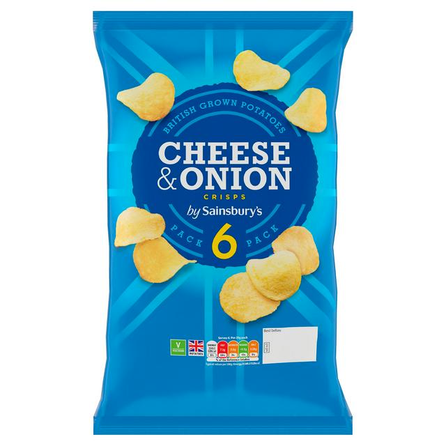 Sainsbury's Cheese & Onion Crisps Multipack, 6x25g