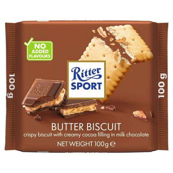 Ritter Sport Butter Biscuit Milk Chocolate Bar, 100g