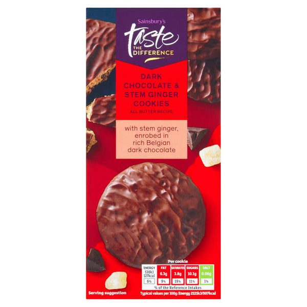 Sainsbury's Taste the Difference Dark Chocolate & Ginger Cookies, 200g