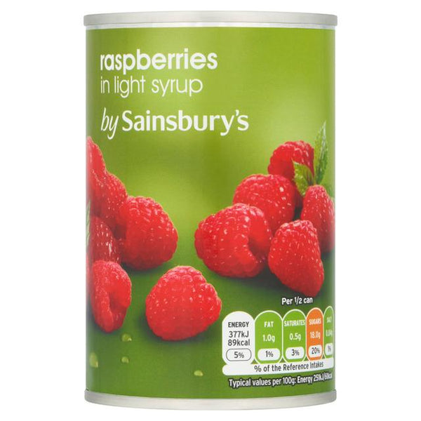 Sainsbury's Raspberries in Light Syrup, 300g