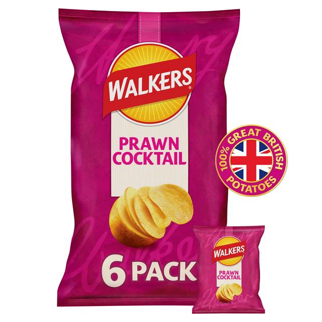 Walkers Prawn Cocktail Multipack Crisps, 6x25g