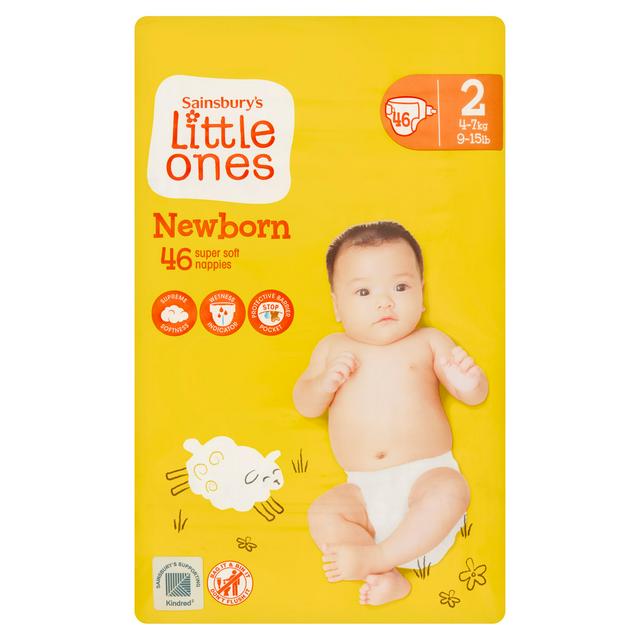 Sainsbury's Little Ones 46 Newborn Nappies - Size 2