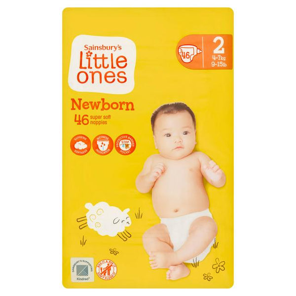 Sainsbury's Little Ones 46 Newborn Nappies - Size 2