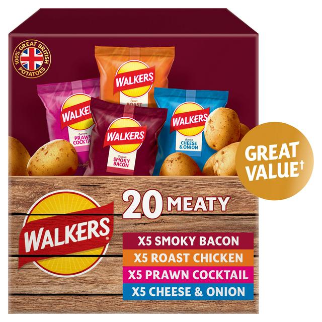 Walkers Crisps Meaty Variety Multipack, 20x25g