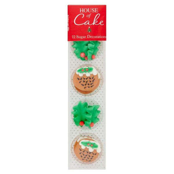 House of Cake 12 x Holly Christmas Sugar Decorations