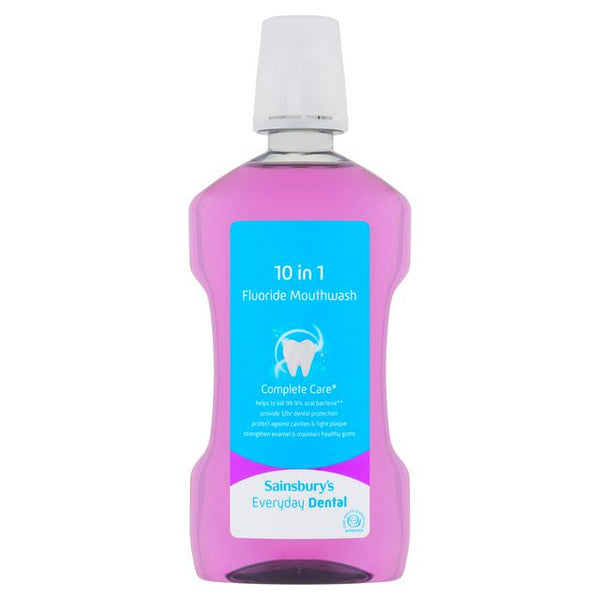 Sainsbury's Everyday Dental 10 in 1 Fluoride Mouthwash, 600ml
