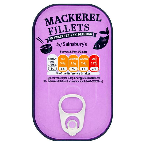 Sainsbury's Mackerel Fillets in Sweets Teriyaki Dressing, 125g