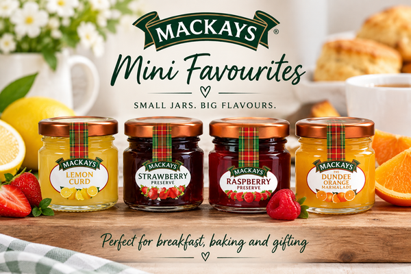 Mackays Mini Breakfast Favourites Gift Set – Raspberry, Strawberry, Dundee Marmalade & Lemon Curd, 42g each