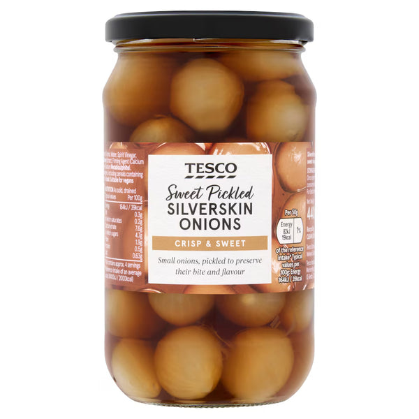 Tesco Sweet Pickled Silverskin Onions, 440g
