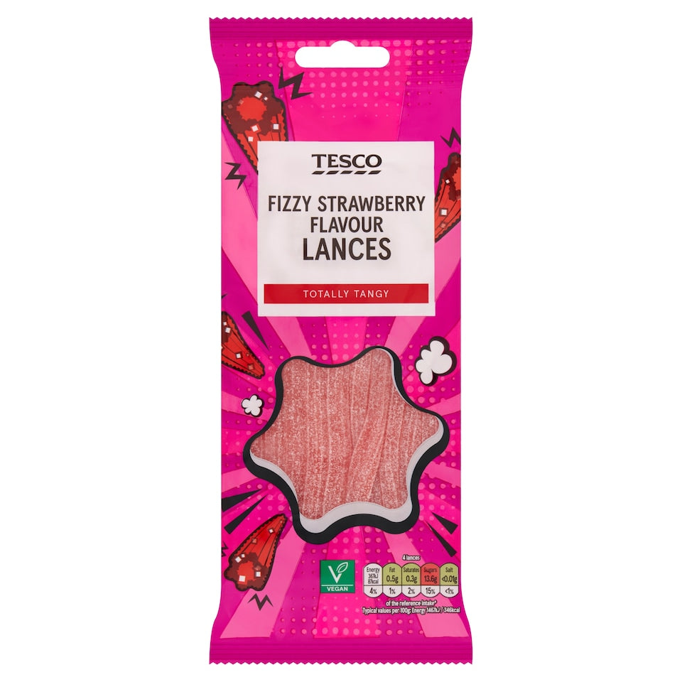 Tesco Fizzy Strawberry Flavour Lances, 75g