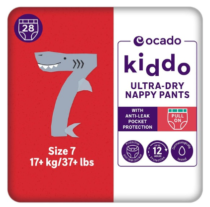 Ocado Kiddo Ultra-Dry Nappy Pants Size 7, 28 per Pack
