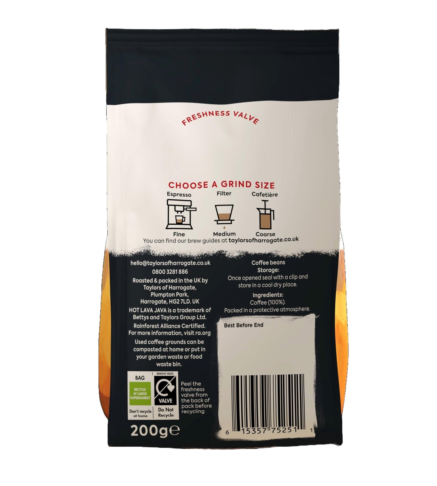Taylors of Harrogate Hot Lava Java Coffee Beans 200 g