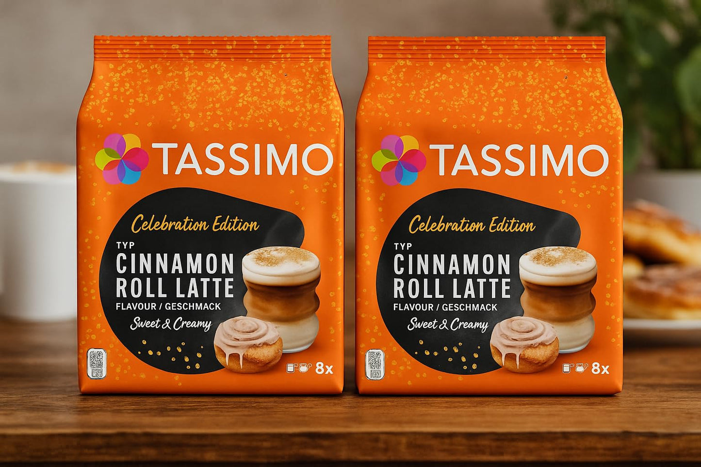 Tassimo Limited Edition Cinnamon Roll Latte Coffee Pods x8 (Pack of 2, Total 16 Drinks) – Sweet & Creamy Speciality Latte Inspired by Classic Pastry