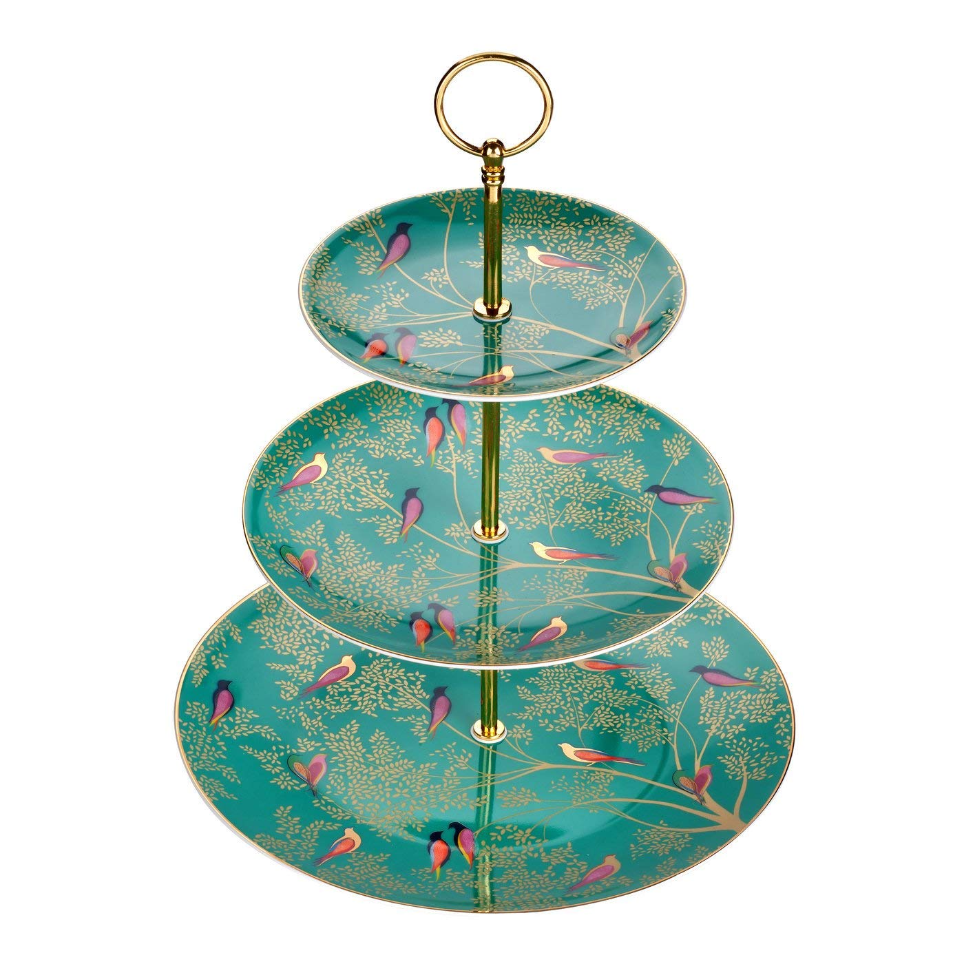 Sara Miller for Portmeirion Chelsea 3 Tier Cakestand-Green, Ceramic, 280 x 280 x 60 cm
