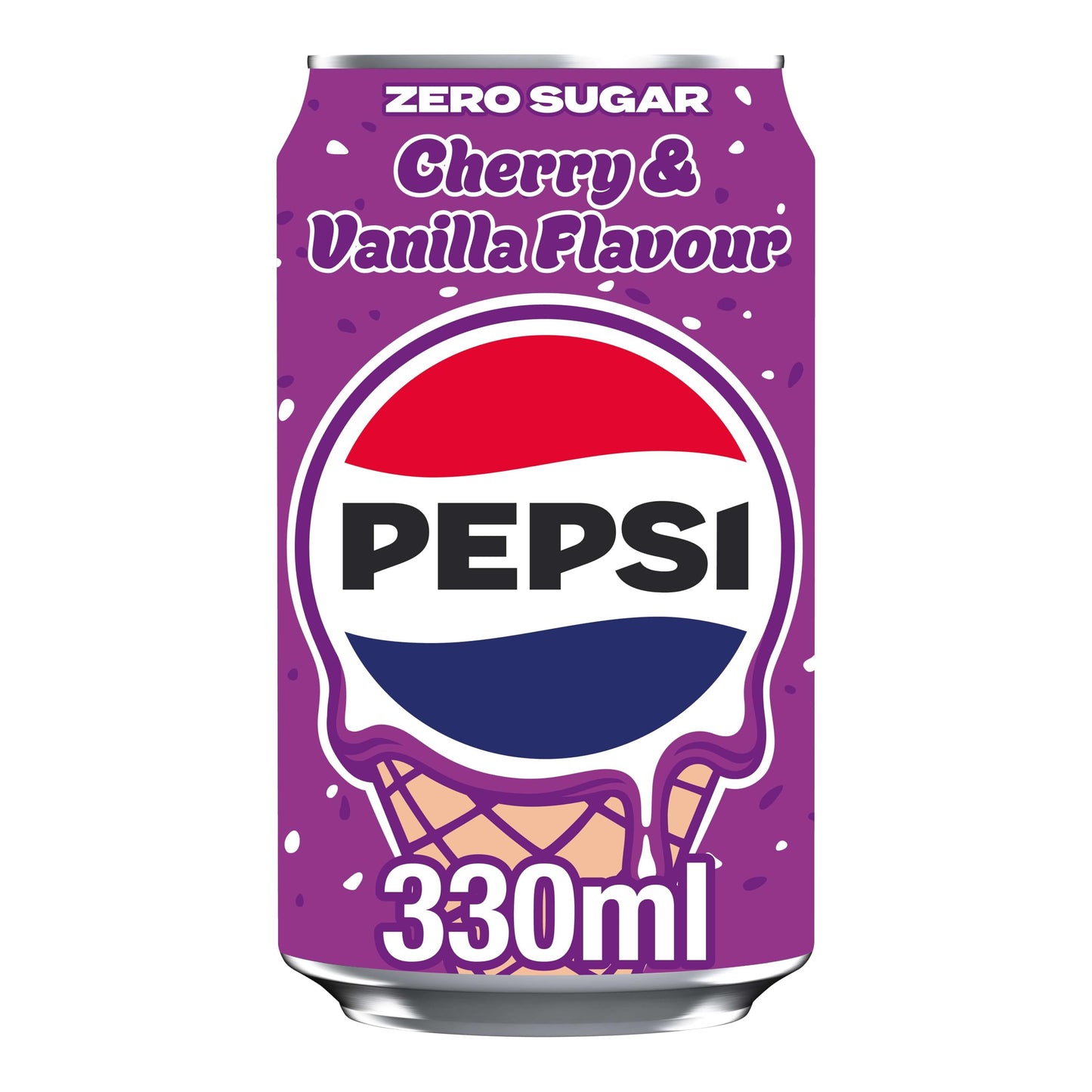 Pepsi Zero Sugar Cherry and Vanilla Ice Cream Flavour 330ml Can (Pack of 8)