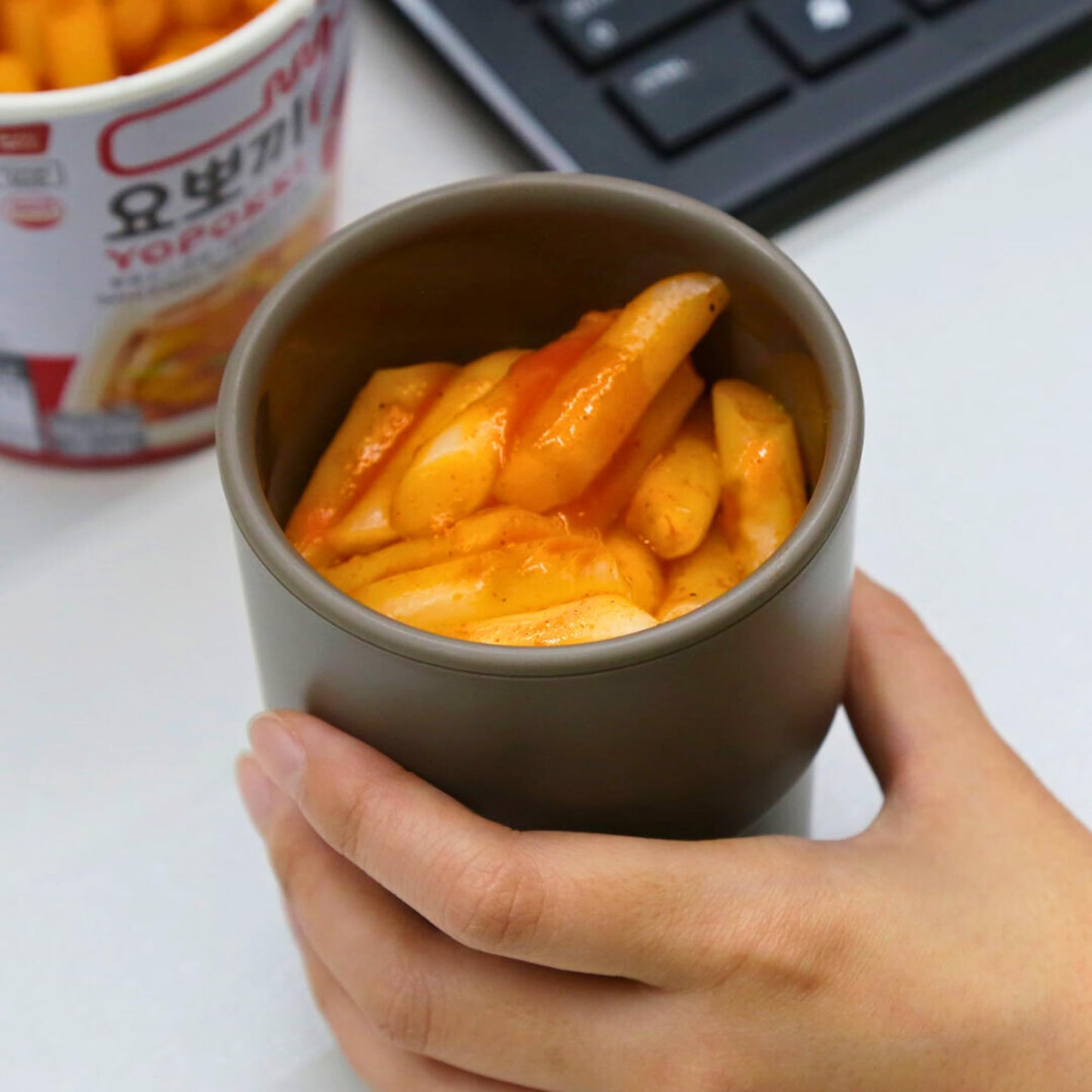 Yopokki Pack of 3 | Available in Cheese, Sweet & Spicy, Jjajang Rice Cake Cup Topokki Tteokbokki - Instant Korean Snack
