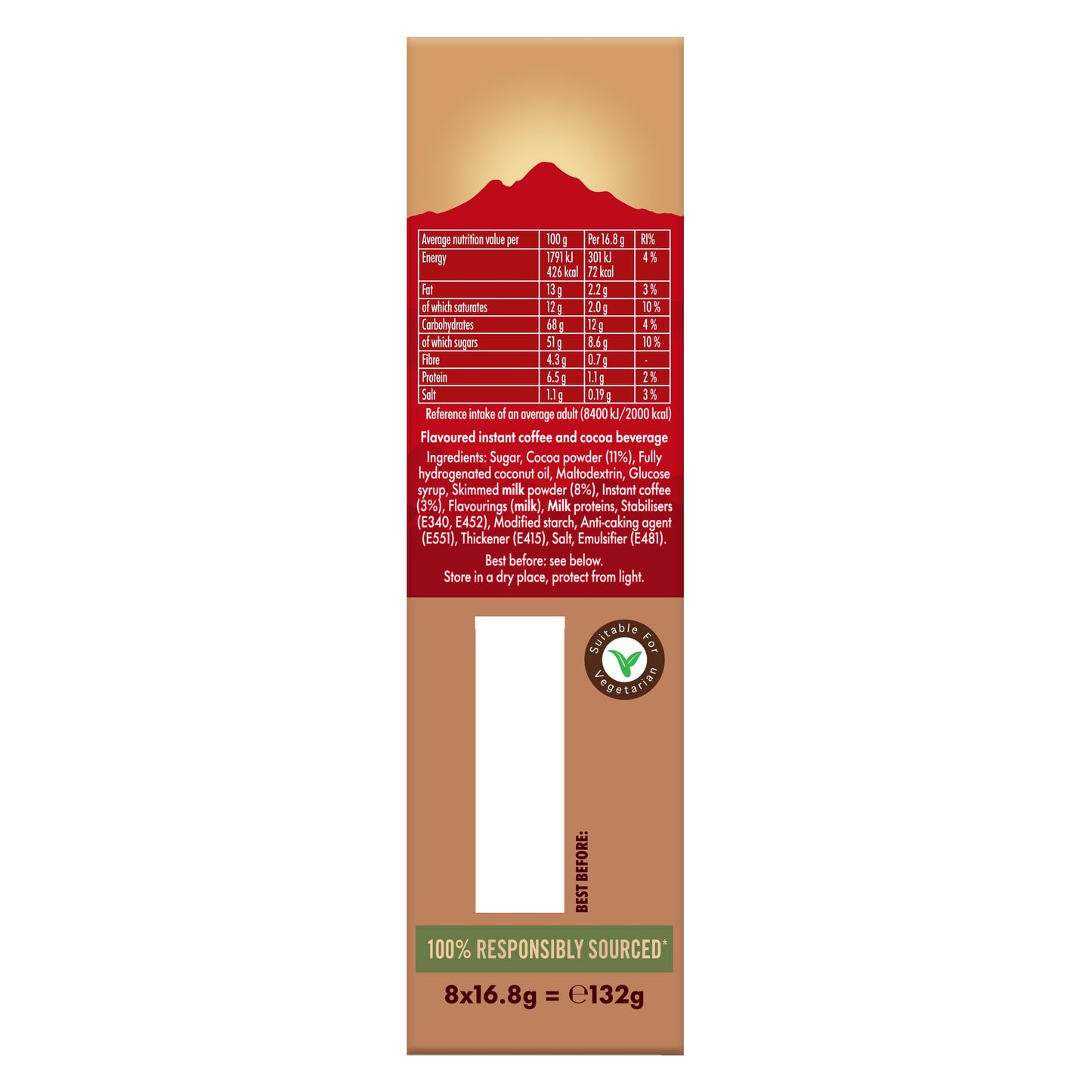 Kenco Chocolate Hazelnut Latte Instant Coffee Sachets 8x16.8g (Pack of 5, Total 40 Drinks)