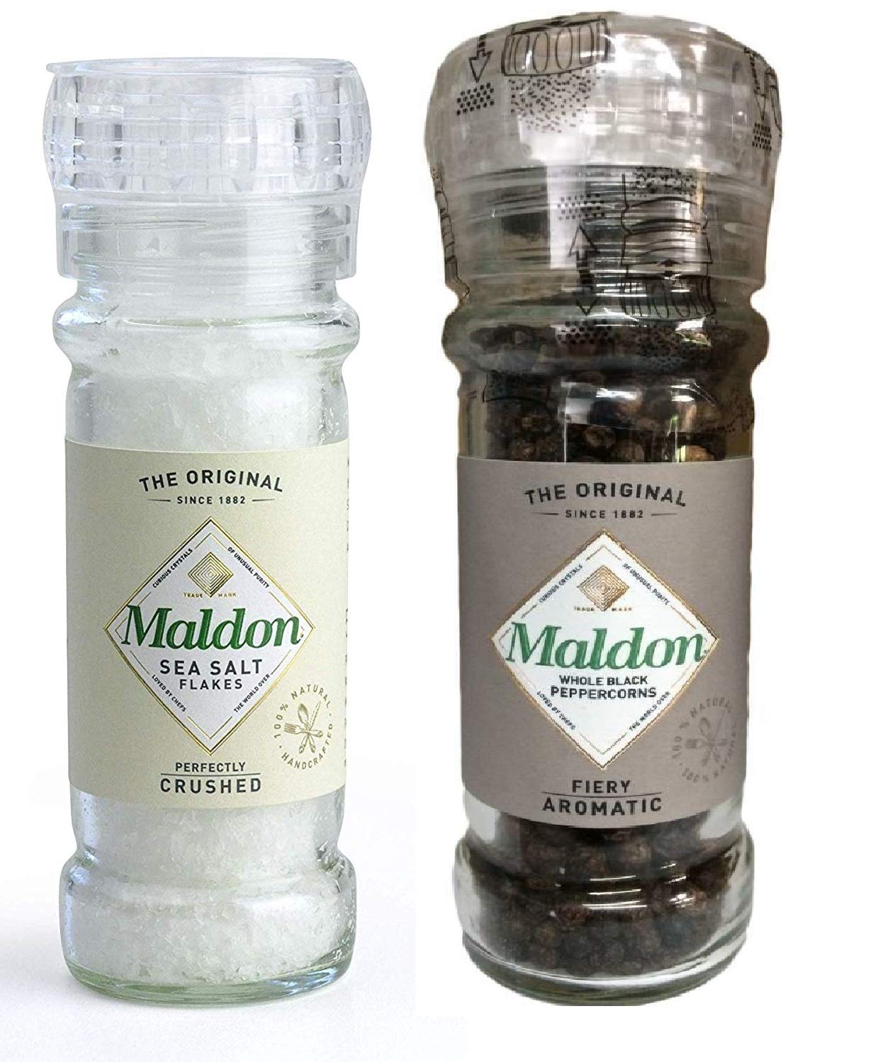 Maldon Salt Perfectly Crushed Sea Salt and Pepper Grinders