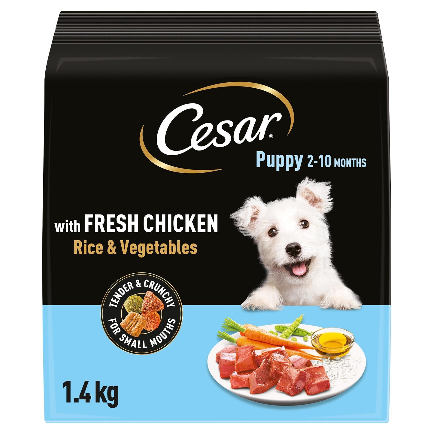 CESAR Junior Dry Dog Food with Fresh Chicken, Rice and Vegetables 5 x 1.4Kg