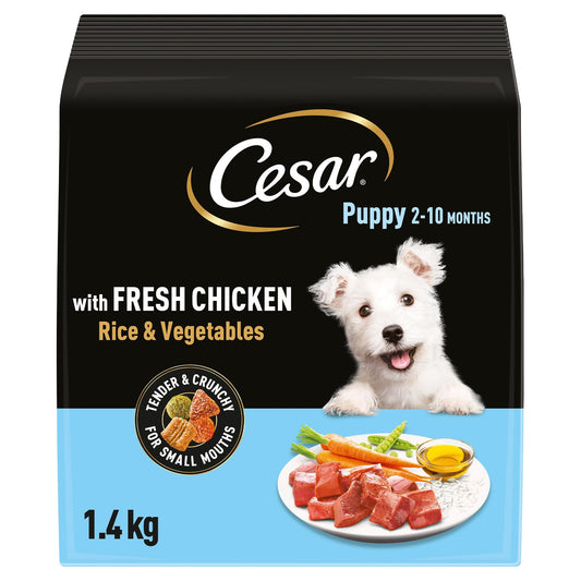 CESAR Junior Dry Dog Food with Fresh Chicken, Rice and Vegetables 5 x 1.4Kg