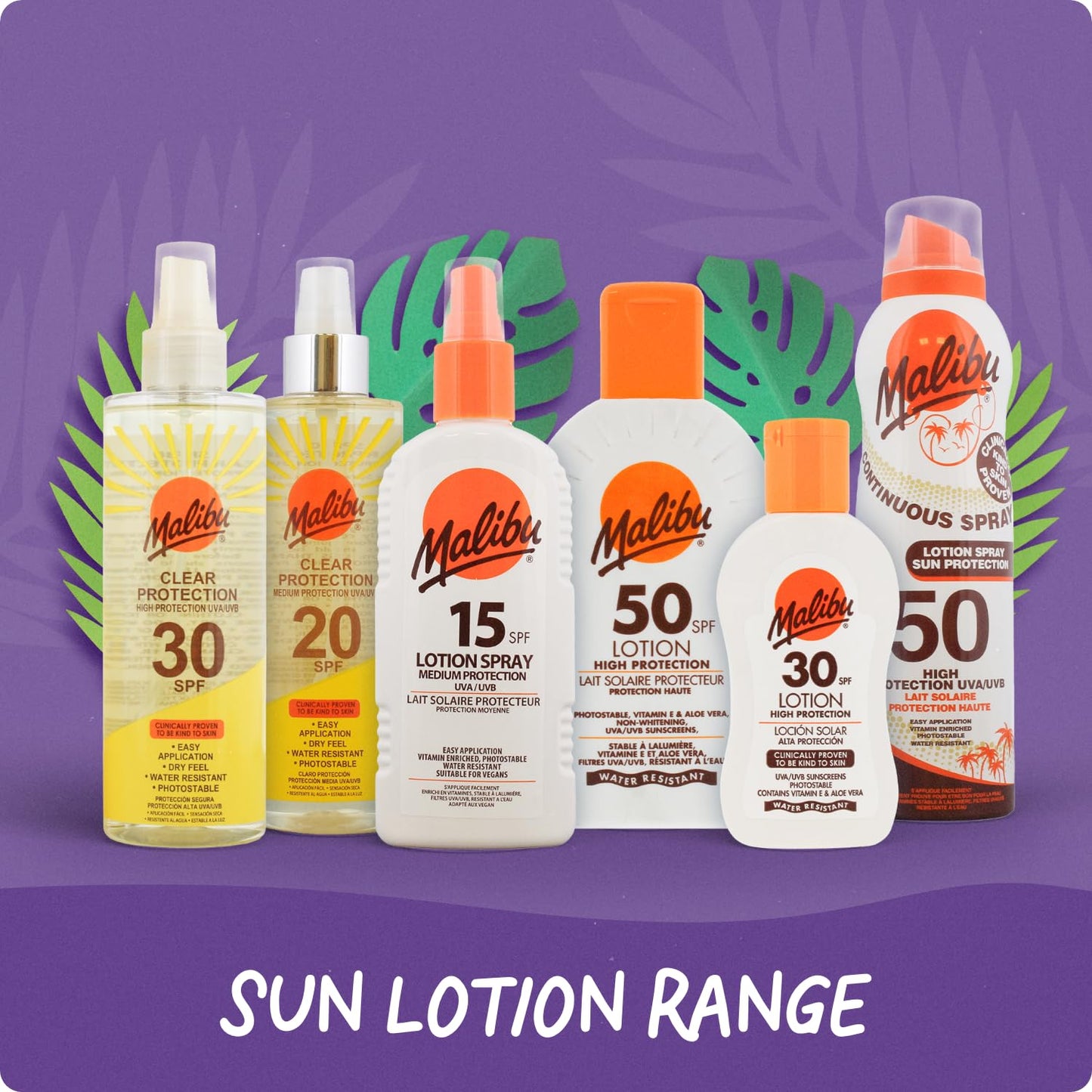 Malibu Sun SPF 30 Lotion, High Protection Sun Cream, Water Resistant, Vitamin E and Aloe Vera Enriched