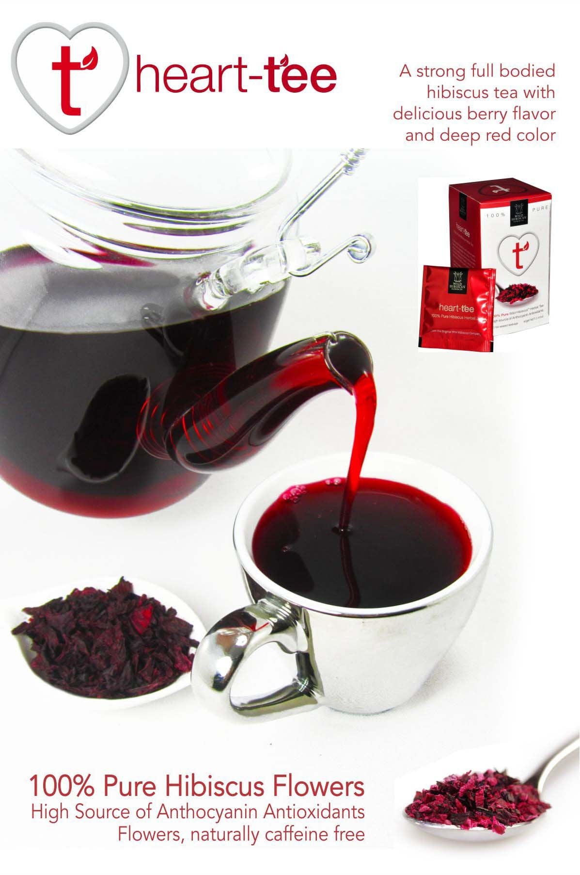 Wild Hibiscus Flower Co Heart-Tee Hibiscus Flower Herbal Tea 20 Tea Bags 50g