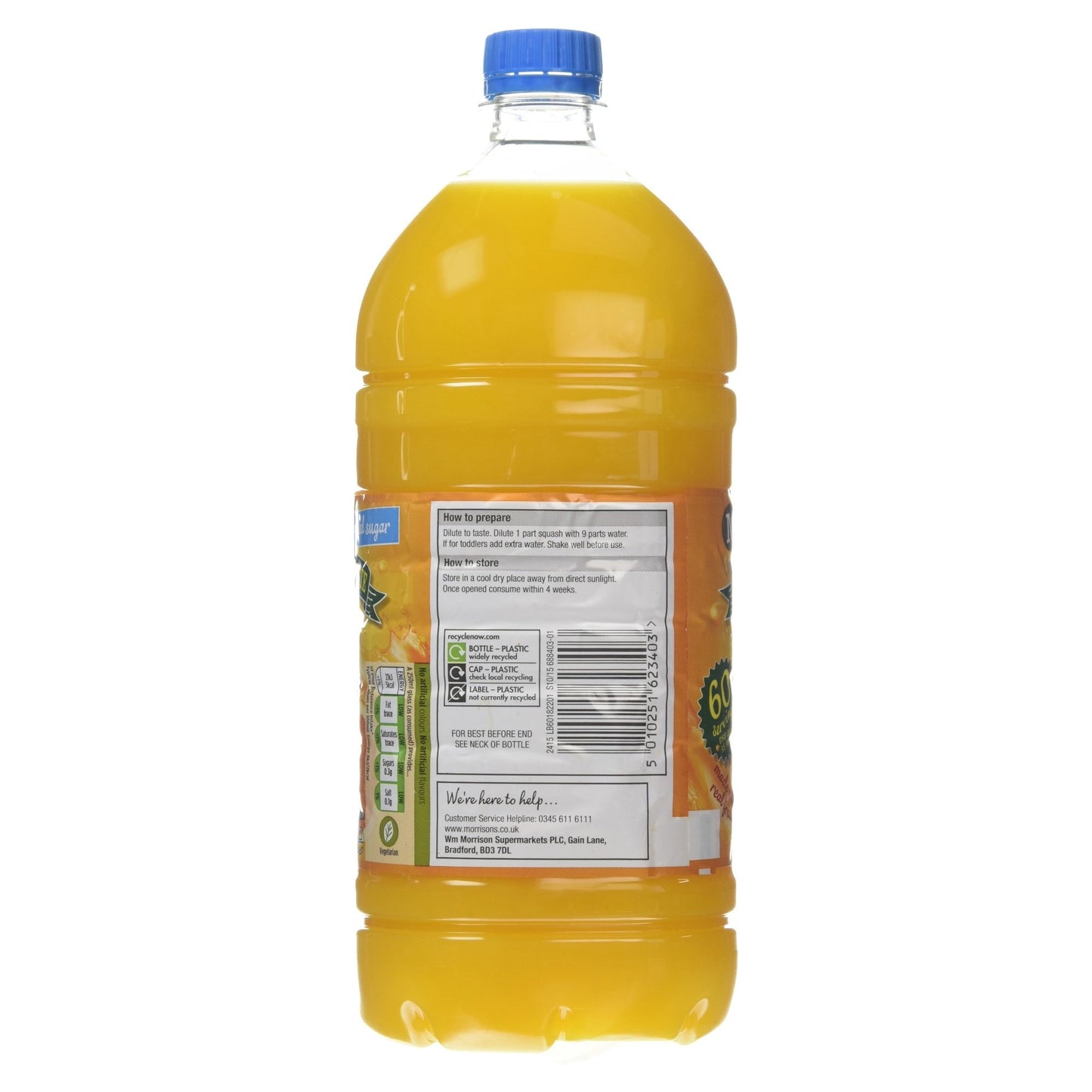 Morrisons Orange Squash No Added Sugar 1.5 litre