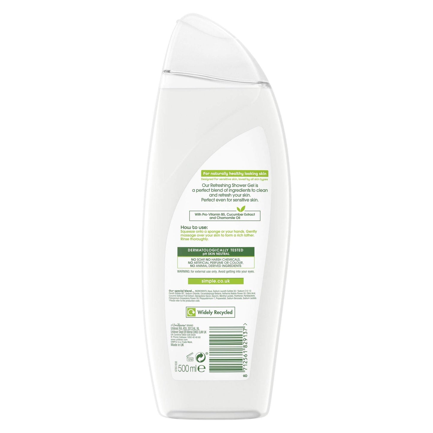 Simple Kind to Skin Shower Gel Refreshing 500 ml