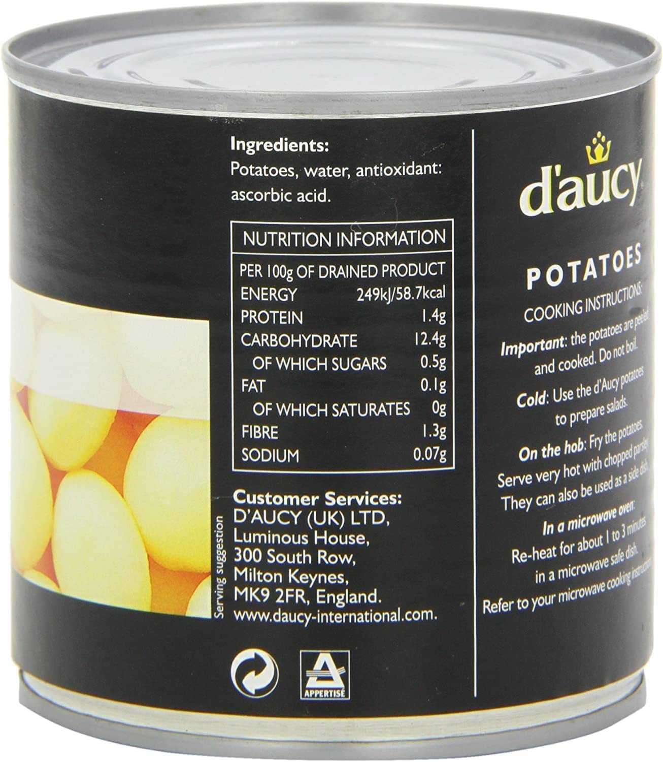 D'Aucy Tinned Potatoes, 400g