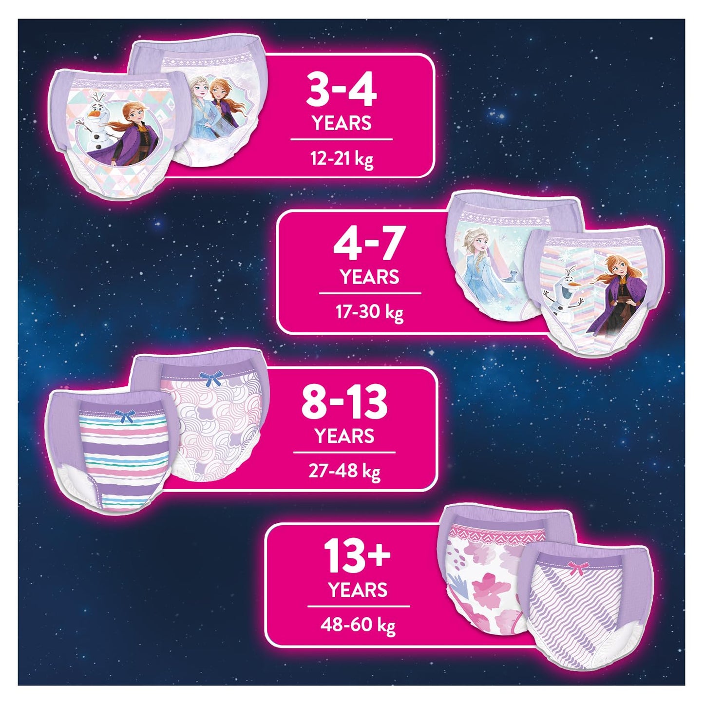 Huggies DryNites Pyjama Pants, Girls 4-7 Years (17-30KG), Up to 100% Leak Free Nights, Bedwetting Pants, 64 Count