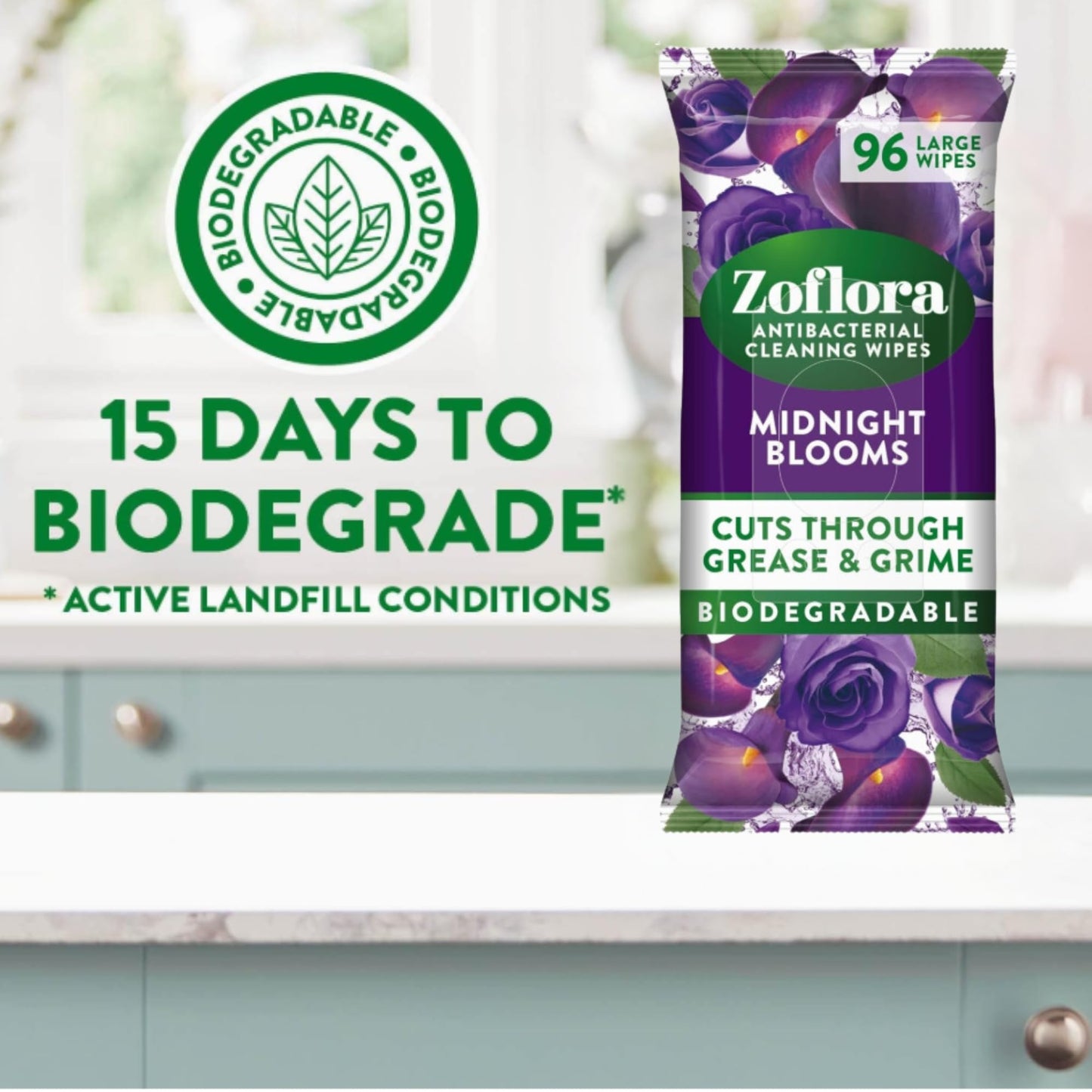 Zoflora 96 Antibacterial Multi-Surface Cleaning Midnight Blooms Large Wipes